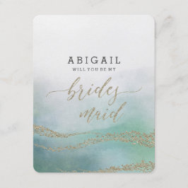 Convite Elegante Aquarela no Oceano Você Será Madrinha