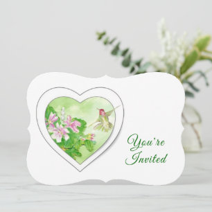 Convite Elegante Aquarela Personalizada Hummingbird Aniver