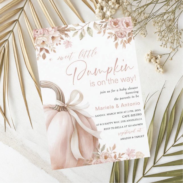 Convite Elegante Aquarela um doce abóbora Bebê Sh (Criador carregado)