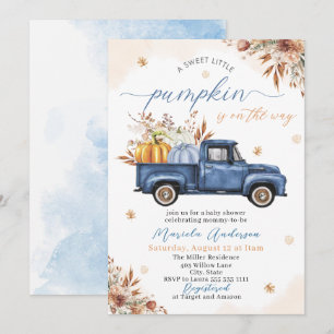 Convite Elegante Aquarela um doce pequeno abóbora Bebê Sho