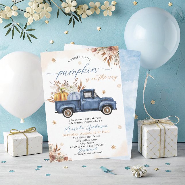 Convite Elegante Aquarela um doce pequeno abóbora Bebê Sho (Criador carregado)