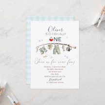 Elegante Aquarela Um pequeno pescador em um aniver