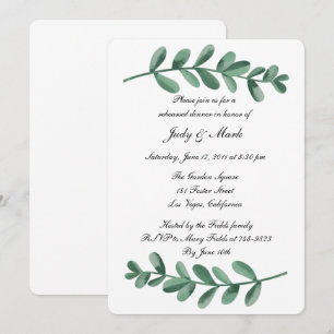 Convite Elegante Aquarela Verde deixa Janto de ensaio