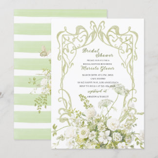 Convite Elegante Aquarela Verde Pastel Floral Casamento Sh