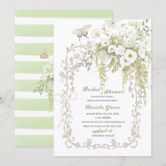 Convite Elegante Aquarela Verde Pastel Floral Casamento Sh