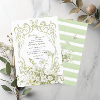 Convite Elegante Aquarela Verde Pastel Floral Casamento Sh