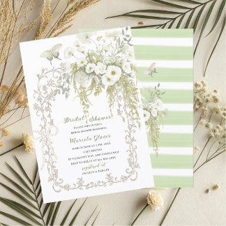 Convite Elegante Aquarela Verde Pastel Floral Casamento Sh