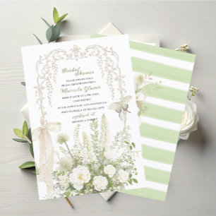 Convite Elegante Aquarela Verde Pastel Floral Casamento Sh