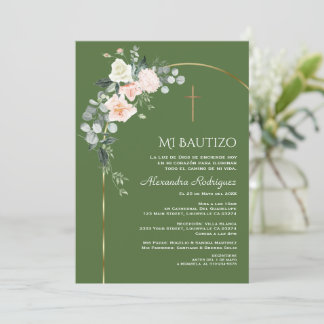 Convite Elegante Arch Floral Sap Green Bautizo
