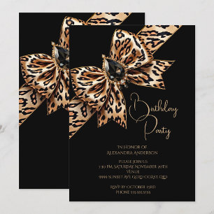 Convite Elegante Arco Animal Leopardo Preto Dourado de Ani