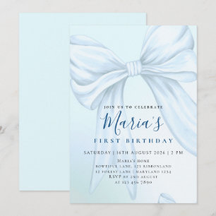 Convite Elegante Arco Azul Céu Personalizado para Primeiro