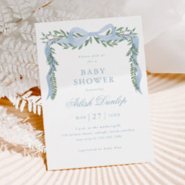 Convite Elegante Arco Azul com Chá de fraldas Greenery Boy