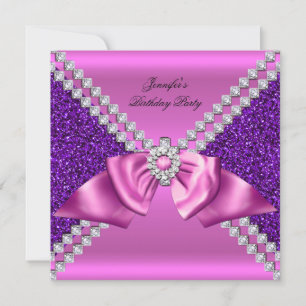 Convite Elegante Arco de Aniversário com Diamante Rosa Rox