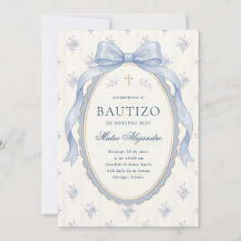 Convite Elegante Arco de Aquarela Azul Claro Toile Bautizo
