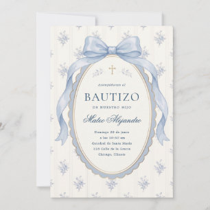 Convite Elegante Arco de Aquarela Azul Claro Toile Bautizo