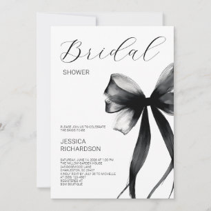 Convite Elegante Arco de Aquarela Preta com Letra Bridal S