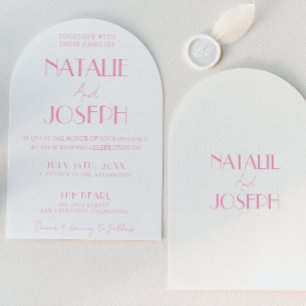 Convite Elegante Arco de Casamento Minimalista Rosa