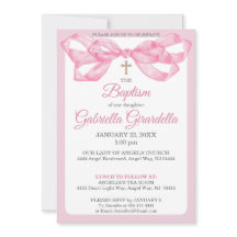 Elegante Arco de Fita em Aquarela Rosa Batismo