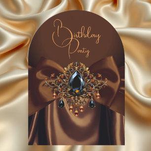 Convite Elegante Arco de Joia Dourada de Chocolate Caramel