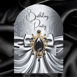Convite Elegante Arco de Joia Prateado Dourado Preto de An