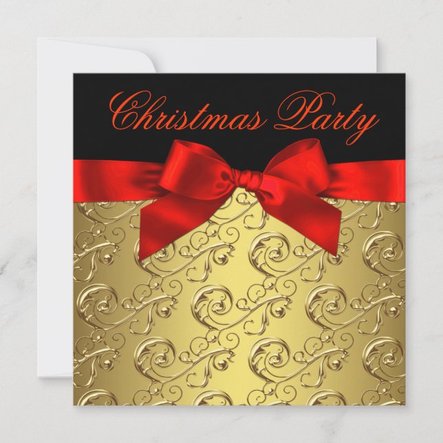 Convite Elegante Arco de Natal com Redemoinho Dourado Verm (Frente)