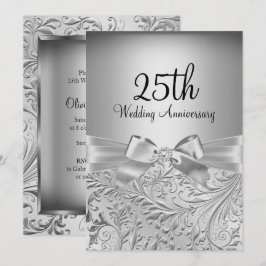 Convite Elegante Arco de Prata com Redemoinho Floral de 25