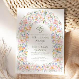 Convite Elegante Arco Floral Botânico Jardim Casamento
