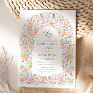 Convite Elegante Arco Floral Botânico Jardim Casamento