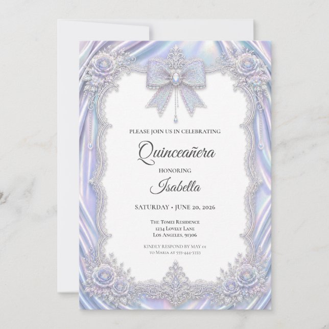 Convite Elegante Arco Íris Quinceañera (Frente)