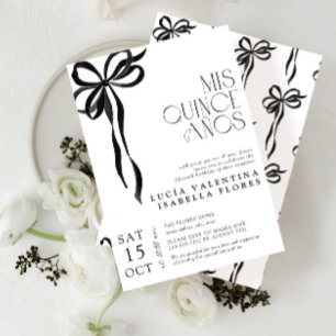 Convite Elegante Arco Negra Mis Quince Años Quinceañera