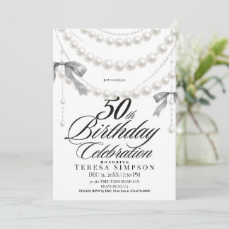 Convite Elegante Arco Preto e Branco de 50º Aniversário