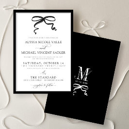 Convite Elegante Arco Preto e Branco Simples Casamento Mod