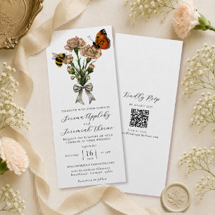 Convite Elegante Arranjo Floral Botânico de Noiva Tudo-em-
