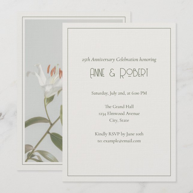 Convite Elegante Art Déco Aniversário (Frente/Verso)