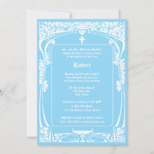 Convite Elegante Art Nouveau Baptism