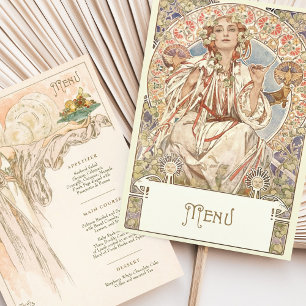 Convite Elegante Art Nouveau Janto Casamento Menu Mucha