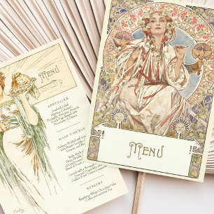 Convite Elegante Art Nouveau Janto Casamento Menu Mucha