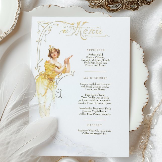 Convite Elegante Art Nouveau Janto Casamento Menu Mucha (Criador carregado)