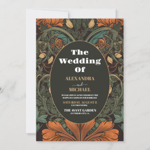 Convite Elegante Arte Floral Art Nouveau Casamento