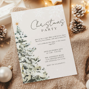 Convite Elegante Árvore de Natal em Aquarela Festa de Nata
