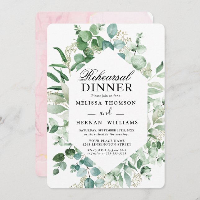 Convite Elegante Autobús de Ensayos de Invitación de Cena (Frente/Verso)