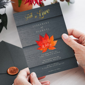 Convite Elegante Autumn Love | Casamento outono de Script 
