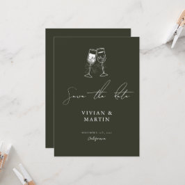 Convite Elegante Azeite Verde Salvar Data