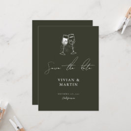 Convite Elegante azeitona verde Save The Date