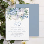 Convite Elegante Azul-aniversário de 40 anos Floral Branco<br><div class="desc">Azul empoeirado Elegante e convite de festas floral branco para mulheres. Este convite pode ser adquirido impresso ou como convite digital para compartilhar com a família e os amigos nas mídias sociais ou por e-mail. Entre em contato comigo para obter assistência com suas personalizações ou para solicitar outros produtos Zazzle...</div>