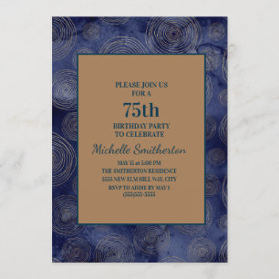 Convite Elegante Azul Marinho Dourado 75º Aniversário