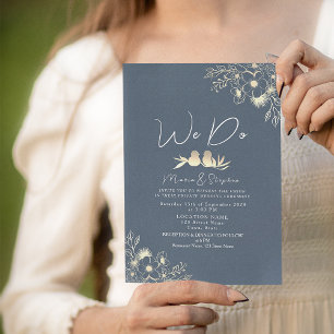 Convite Elegante Azul Marinho Nós Fazemos Casamento