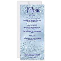 Elegante Baby Blue Glitter e Foil Weding Menu