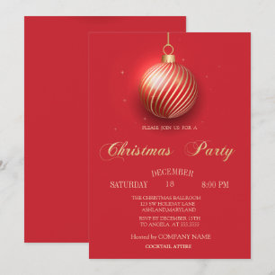 Convite Elegante Baile de Natal Vermelho Festa da Empresa 