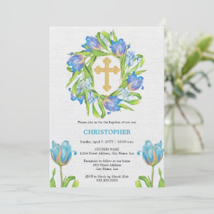 Convite Elegante Baptism Floral